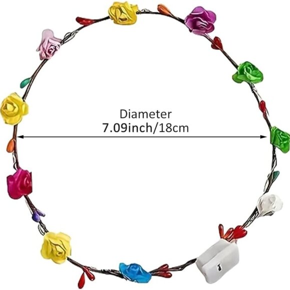 Light Up Flower Crown Headband Glow in Dark for Parties Weddings Cosplay main image 9